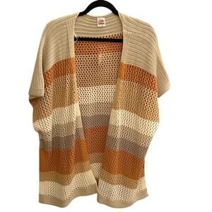 Zig Zag Cozy Multicolor Striped Cardigan Sz L/XL Lagenlook Boho Soft